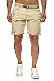 Indicode Kurze Hosen Herren mit Gürtel - Conor - Cargo Shorts Herren aus Baumwolle - Sommer Freizeithose mit Taschen - Sportlich eleganter Look - Regular Fit - Bequemes Material mit Stretch - Fog - L