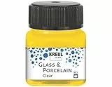 KREUL 16202 - Glass & Porcelain Clear sonnengelb, im 20 ml Glas, transparente Glas- und Porzellanmalfarbe auf Wasserbasis, schnelltrocknend, glasklar