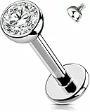 OUFER Body Piercing Lippenpiercing 16G 6 mm/8 mm/10 mm/12 mm Helix-Ohrringe Innengewinde Tragus-Ohrring Schmuck Güteklasse 23 Titan Helix Lippe Labret-Piercing