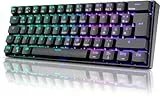 RK ROYAL KLUDGE RK61 Mechanische Tastatur 2,4 GHz Kabellose/Bluetooth/Verkabelte 60% Gaming Tastatur RGB-Beleuchtung Hot-Swap-fähiger Blauer Schalter, Kompatibel für Win/Mac, Schwarz (QWERTZ)
