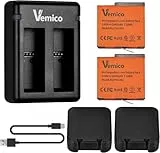 Vemico 360 Ace Pro 2 Akku Ladegerät Kit 2 X 1840mAh Ersatzakkus Dual Typ-C Kanal LED Ladegerät mit und Micro-USB Ladeschnittstelle für 360 Ace Pro 2/360 Ace / 360 Ace Pro Kamera ﻿