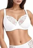 Teyli Baumwolle BH - BH Damen Mit Bügel - Unterwäsche Frauen BHS Minimizer - BHS Große Brüste Starker Halt - Komfort Frauen Bra mit Spitzendetails Weiß 80E