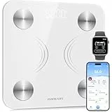 INSMART Personenwaage Digital, Waage Personen mit Bluetooth Körperanalysewaage, Körperfettwaage für BMI, Gewicht, Pulsschlag, Wasser, Protein, Körperfett und Muskelmasse 180 kg/400 lbs (white)