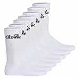 Ellesse Unisex Sport-Socken, 7 Paar - Trego Sport Sock, Crew Socks, Tennis, Ripp-Bündchen, Logo Weiß 43-46,5