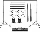 NEEWER Fotostudio Hintergrund Stützsysteme, 3m breit 2m hoch, Verstellbarer Hintergrundständer mit 4 Querstangen, 6 Hintergrundklemmen, 2 Sandsäcken, Tragetasche für Porträtstudio Fotografie
