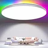 Deckenleuchte Led Dimmbar 24W RGB Farbwechsel LED Deckenlampe Flach mit Fernbedienung 2400LM Rund 3000K-6500K Deckenbeleuchtung für Schlafzimmer Küche Wohnzimmer Korridor Esszimmer Balkon Badezimmer