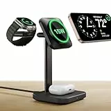 ESR 15W 3-in-1Ladestation für Apple, Zertifizierte MagSafe-Ladestation für iPhone, Magsafe-Ladestation für iPhone 17/16/15/14/13/12, Apple Watch und AirPods 4, Schwarz