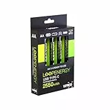 VERICO LoopEnergy AA 2550 Wiederaufladbare USB-C Batterie AA 1,5V 2550mWh (1700mAh) Li-Ion Akku, Schnellladung via USB-C Anschluss in ca. 2 Stunden, 4X AA, Farbe: Grün