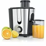 Arendo - Entsafter Edelstahl Obst und Gemüse - Zentrifugaler Entsafter - elektrisch - 2 Geschwindigkeitsstufen - Überhitzungsschutz - Edelstahlgehäuse - 600 W - BPA-frei