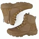 LUDEY Springerstiefel für Herren Leichte Wanderschuhe YKK Seitenreißverschluss Kampfstiefel Atmungsaktiv Einsatzstiefel Bequem Militärstiefel Armeestiefel Braun 42EU