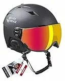 BLACK CREVICE Skihelm mit Visier Kirchberg schwarz/Silber, M (54-57cm)
