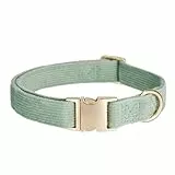 YUDOTE Ultraweiches Hundehalsband natürliche Baumwolle Cord für Kleine Hunde mit empfindlicher Haut,SalbeiGrün