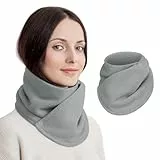Figarge Winter Halswärmer - Dicker Fleece Schal Mit Doppelschnalle, Kragen Für Frauen, Snood, Warmer Halswärmer, Mode-Accessoire Für Alle Anlässe (Grau)