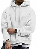 Tomwell Oversized Hoodie Herren Winter Kapuzenpullover Casual Pullover mit Kapuze Classic Hoody A Weiß L
