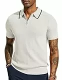 PaulJones Poloshirts für Herren Kurzarm Casual Sportlich Tshirt Knit Polo Weiß XL