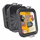 PORTENTUM Silikonform Heißluftfritteuse Rund 22,5 cm – von 4,7 bis 8 Litern – 3er Set Wiederverwendbare Faltbare Schalen – LFGB- und BPA-frei – Airfryer Zubehör (Grau)