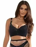 ohmydear Spitzen BH Damen mit Bügel Vollschalen Bügel BH ohne Polster Klassische BHS für Damen Komfort T Shirt BH Große Größen Schwarz 105C