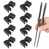 COYUN 8 Stück Essstäbchen-Helfer, Essstäbchen Helfer, Essstäbchen-Trainer-Helfer, Trainings-Essstäbchen Scharnier aus Kunststoff, Geeignet für Erwachsene und Kinder zum Lernen und Trainieren(Schwarz)