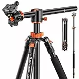 K&F Concept 238CM Stativ, T254A8(SA254T1) Kamerastativ mit verlängerten 90° Mittelsäulen, 360° Panorama Fotostativ mit Tragtasche, Tripod mit Schnellwechselpatte für Digitalkamera