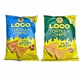 2x Loco Snacks Tortilla Chips | Zufällige Auswahl aus 3 Sorten | Oriental Spices, Classic Cheese oder Salsa Jalapeño | Je 100g