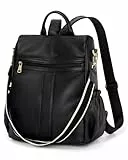 Missnine Damen Rucksack Leder Anti Diebstahl Rucksack-Geldbörse für Damenrucksack Reisetasche für Arbeit Schwarz