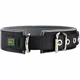 HUNTER Hundehalsband NEOPREN Reflect, Farbe: schwarz/grau, weiche Polsterung, reflektierend, besonders breit für optimalen, ideal für Spaziergänge in der Dämmerung, Größe: 45