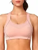 Yvette Damen Sport BH Starker Halt Große Brüste Bra Ringerrücken Bügellos Gepolstert Bustier für Fitness Joggen Yoga Pink L