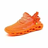 ZDFQLGV Modische lässige Fitness Laufschuhe Sneakers für Herren Leichte atmungsaktive Wander Arbeiten Sportschuhe Weiche Bequeme rutschfeste verschleißfeste Tennisschuhe Orange EU 43