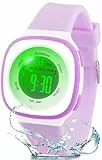 Ayybboo Kinderuhr Digital mit 7 Farben LED Lich,Stoppuhr,12/24H,3 ATM wasserdichte Armbanduhr Kinder für Jungen Mädchen,Ideal als Einschulung Geschenk