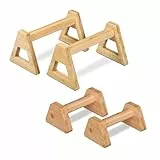 Relaxdays Liegestützgriffe, 4er Set, Parallettes Bambus, 2 Verschiedene Größen, Calisthenics, Handstand Stütze, Natur