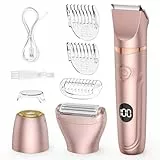 Lady Shaver für Frauen, 3-in-1-Bikini-Trimmer für Frauen zur Nass- und Trockenanwendung, elektrischer schmerzfreier Rasierer für Beine, Körper, Intimbereich und empfindliche Haut