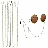 Kikuo 5 Stück Brillenkette Damen/Herren, Eyewear Strap, Eyeglass Chain Rutschfeste Metall-Eyeglasses Band, Spectacle Strap für Herren & Damen Sport (Silver Golden Black, 29.92Inch Long)