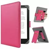 HoYiXi Universal Hülle für 6.8'' / 7' Paperwhite/Pocketbook/Tolino/Sony eReader Kompatibel mit/Kobo Clara HD/Kobo Clara 2E Leder Schutzhülle,6.8 Kindle Cover Case,Rose