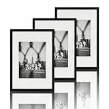 VUVUZULA Bilderrahmen A4 Schwarz 21x30cm 3er Set Fotorahmen Rahmen DIN A4 mit Passepartout Urkunden