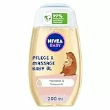 NIVEA BABY Pflege und Massage Öl, pflegendes Babyöl für die zarte Babyhaut mit Mandelöl und Vitamin E, Hautpflege schützt und stärkt empfindliche Haut (200 ml)