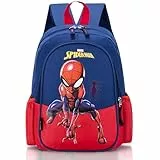 Menelos Kindergartenrucksack Jungen, Kinderrucksack Jungen, Kindergarten Rucksack für Jungs, Kinder Tasche mit Cartoonmuster 31 x 21 x 15cm (Rot + Blau)