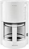 Krups Filterkaffeemaschine ProAroma, Glaskanne, Warmhaltefunktion, Automatische Abschaltung, 10 Tassen, 1.050 W, Weiß, F30901