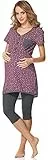 Bellivalini Damen Umstands Pyjama mit Stillfunktion BLV50-126 (Weinrot Sterne/Graphite, XL)