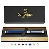 Scriveiner Tintenroller Midnight Blue - Hochwertiger Tintenroller mit Chromveredelung, schwarze Schmidt Ersatzmine, Geschenkbox, Professionelle (Mitternachtsblau)