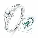 Adramata Ring Silber 925 Damen Verstellbar Daumenring Verlobungsring Glänzende CZ Herzring Engagement Rings Promise Ring Stapeln Eheringe Gold Silber Rosegold Ring für Frauen