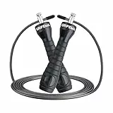 GRIFEMA Springseil, Speed Rope Verstellbar mit Rutschfester Griffe, Länge Einstellbar, Rutschfest, Springseil Erwachsene Fitness für Fitness und Ausdauer und Seilspringen, Schwarz
