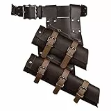HiiFeuer 2 Stück Mittelalterliches Doppelschwert Frosch mit Gürtel Renaissance Verstellbarer Schwerthalter Scheide Hoslter für Ren Faire Cosplay (Dunkelbraun A)