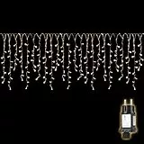 SALCAR LED Eisregen Lichterkette Außen 10m, Lichtervorhang Fenster Weihnachten Innen mit 400 LEDs, 31V mit 8 Modi und Memory-Funktion, Warmweiß