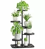iDavosic.ly Pflanzenständer Metall Kunststoffe mit 5 Ebenen, Blumenständer Blumenregal Pflanzenregal Outdoor, Plant Stand Indoor Mehrstöckig für Draußen, Wohnzimmer, Balkon, Terrasse, Hof (Schwarz)