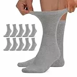 TUUHAW 10 Paar Diabetikersocken Herren 43-46 Diabetiker Socken Damen ohne Gummibund Comfort Baumwolle Grau Venenfreundlich Herrensocken Gesundheitssocken ohne Bund