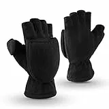 OZERO Damen Winterhandschuhe, Fingerlose Thermo Fahrradhandschuhe Reithandschuhe Motorradhandschuhe, Schwarz, M