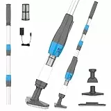 PoolyPoly 3 en 1 Poolsauger Kabellos mit Akku, Pool Handsauger Bodensauger, 90 Minuten Laufzeit Poolreiniger mit Teleskopstange, Pool Staubsauger für kleine Pools, Spas, Whirlpools, Grau