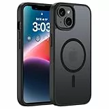 ORDA Magnetisch Hülle für iPhone 14 6,1 Zoll Kompatibel mit MagSafe,für iPhone 14 Case Durchscheinende Matt Handyhülle Rückseite Dünn Stoßfest Schutzhülle Schwarz