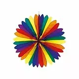 Amscan 4110 - Dekofächer Regenbogen, 1 Stück, Größe 50 cm, Papier, Hängedeko, Dekoration, Hängedekoration, Mottoparty, Fasching