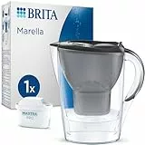 BRITA Wasserfilter-Kanne Marella graphit (2,4l) inkl. 1x MAXTRA PRO Pure Performance Kartusche – Kühlschrankgeeignete Filterkanne mit BRITA Memo, Klapp-Deckel, filtert Verunreinigungen